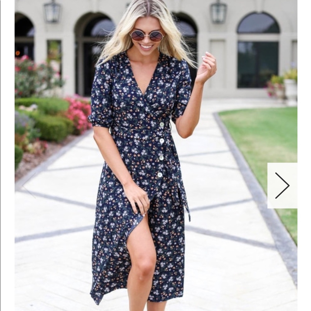 Button front floral dress